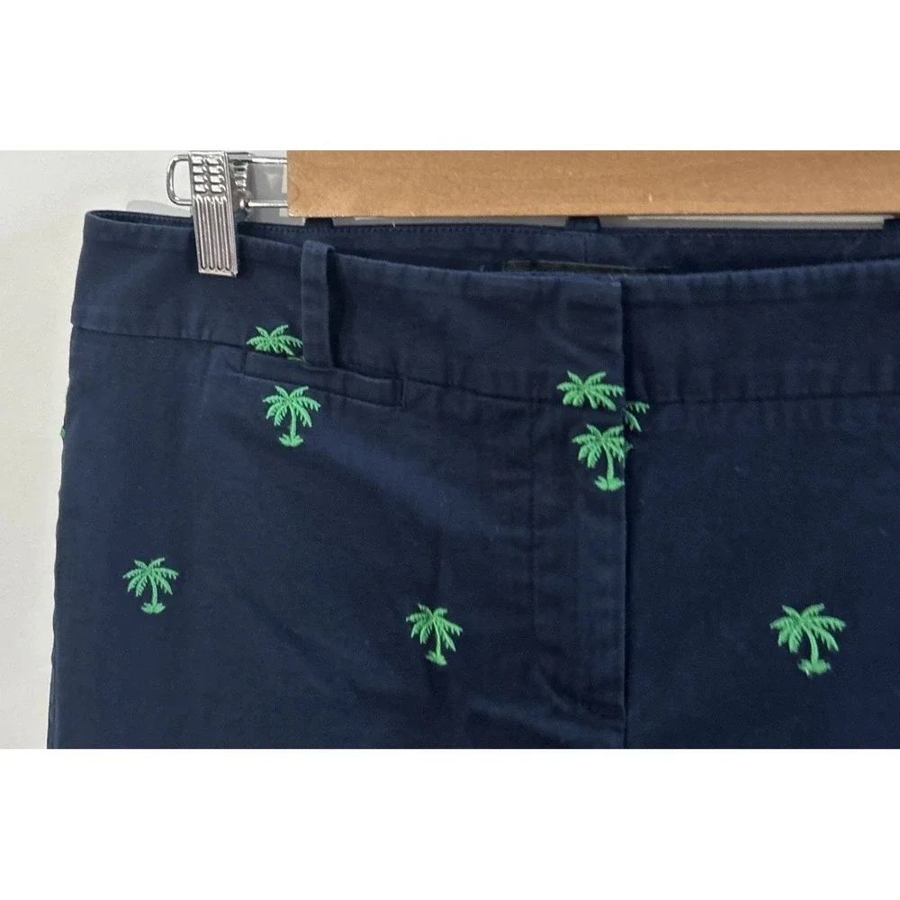 Women's Talbots Signature Crop Chino Pants Embroidered Palm Trees 🌴 Sz 8 Petite